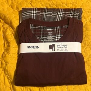 Sonoma Flannel Pajama Set in Burgundy and Gray